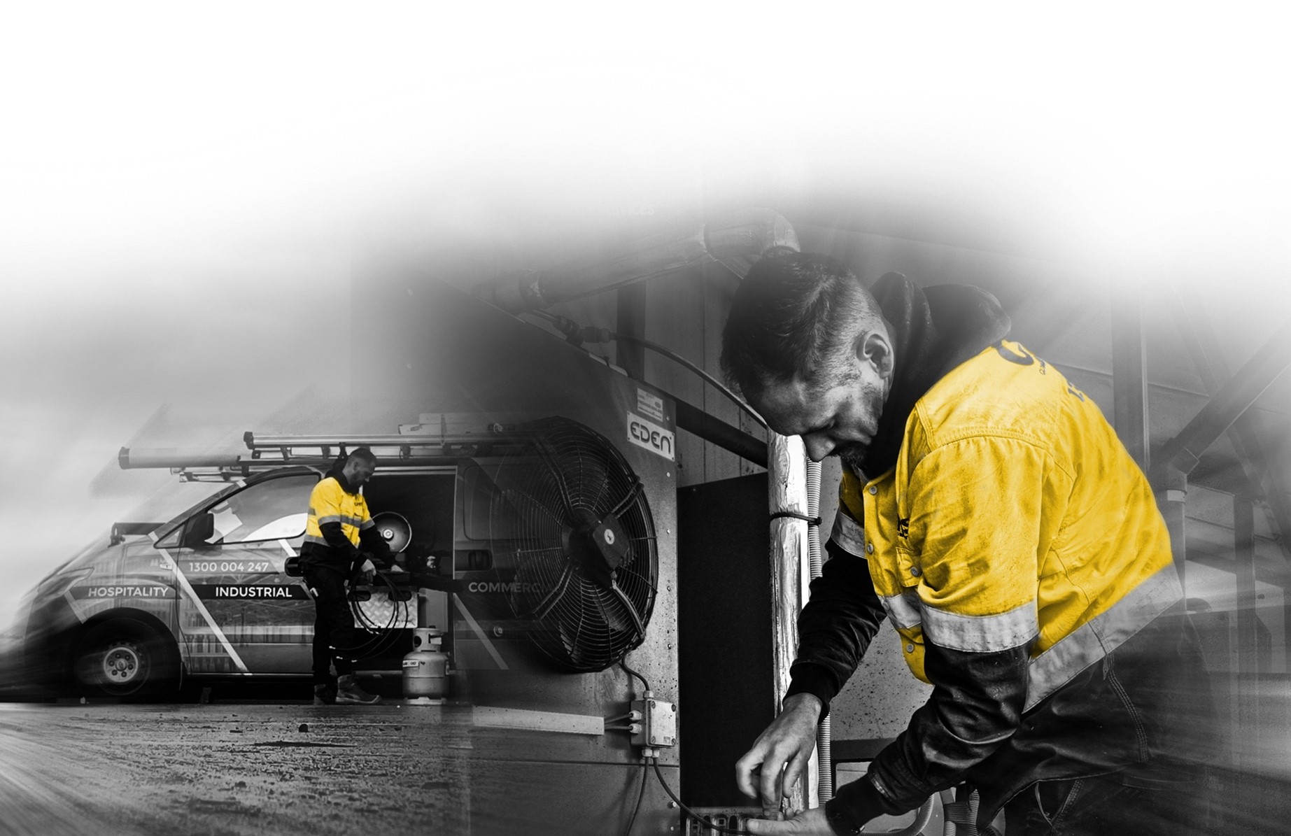 CHS HVAC technician servicing air conditioning unit Adelaide